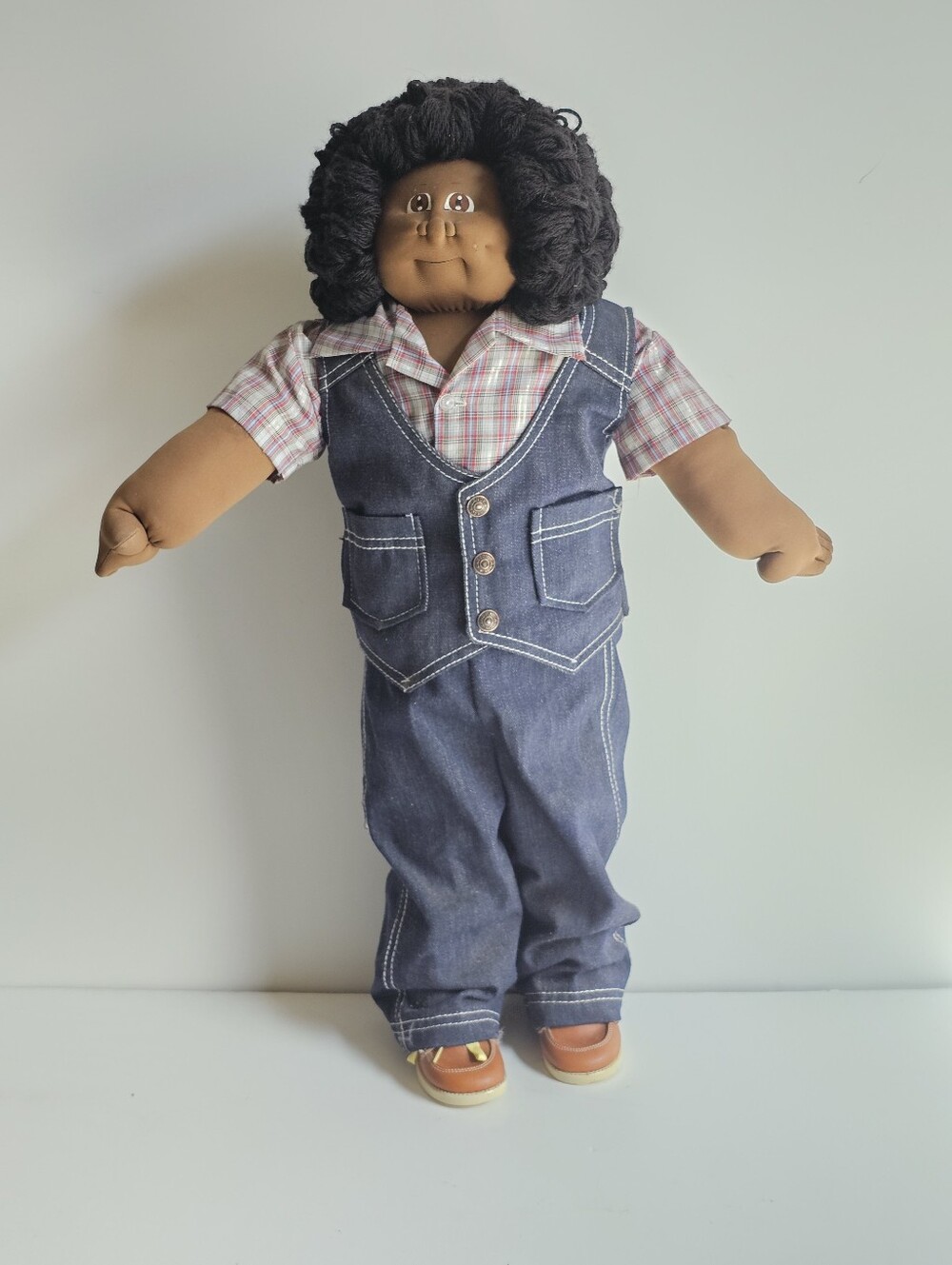 RARE 1983 The Little People Soft Sculpture Doll Xavier Roberts Afro Denim 26"